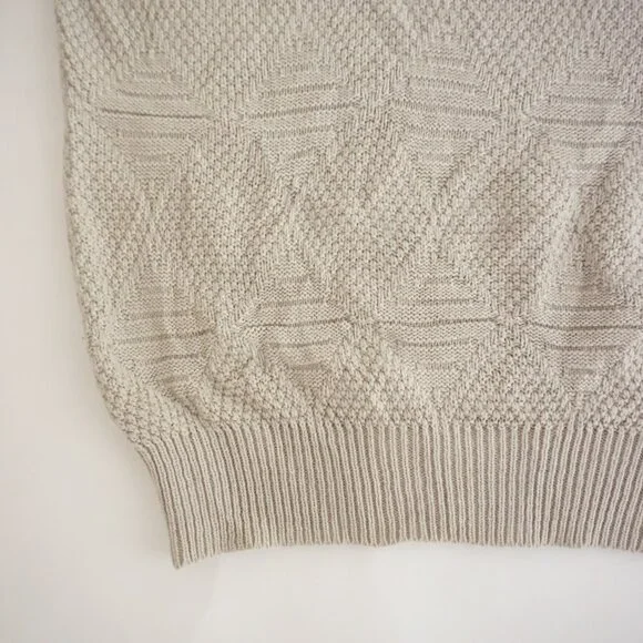 Vintage Gioni Beige Textured Knit Crewneck Sweater Minimalist Neutral Classic M - Picture 6 of 9